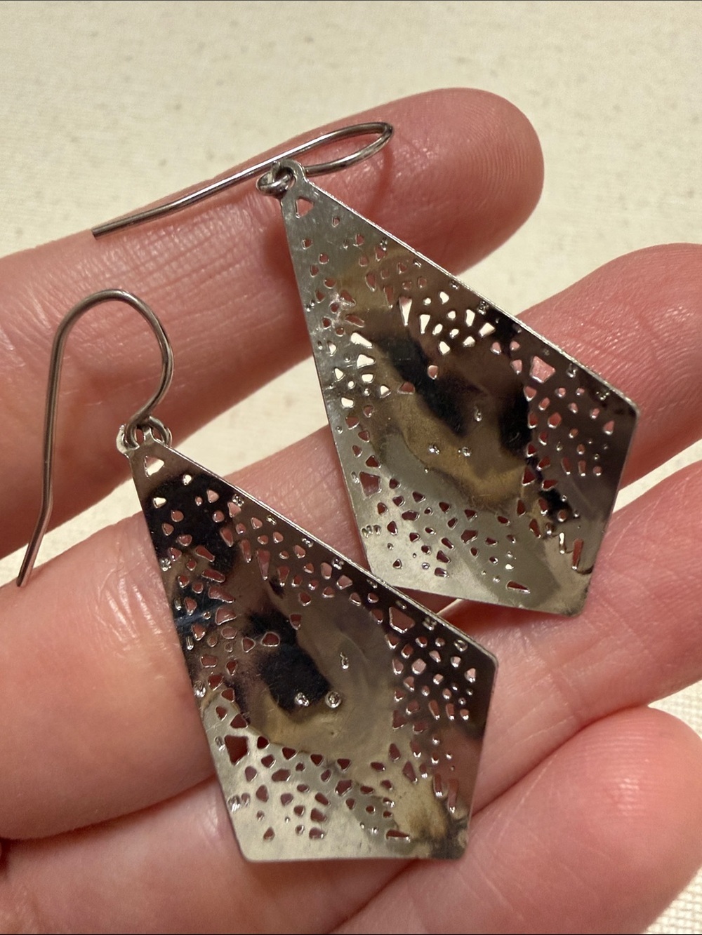 Sterling Silver Heart Filigree Drop Earrings - Picture 4 of 9